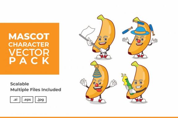 Mascot & Sticker Character Vector Pack Vol 122