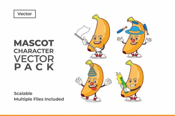 Mascot & Sticker Character Vector Pack Vol 122