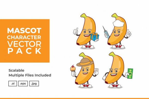 Mascot & Sticker Character Vector Pack Vol 123