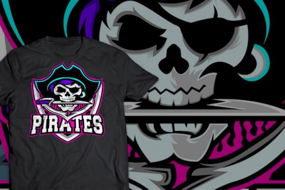 Logotipo do pirates skull e sport