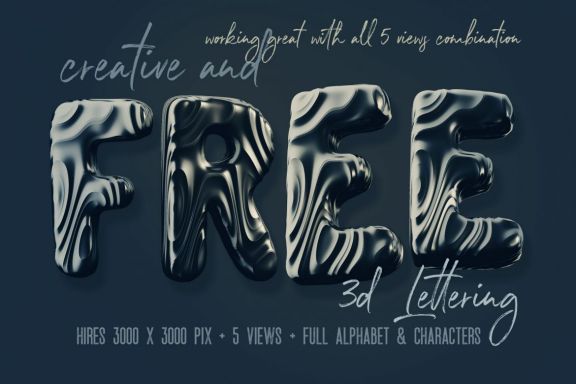 Free Dark Decorative 3D Lettering