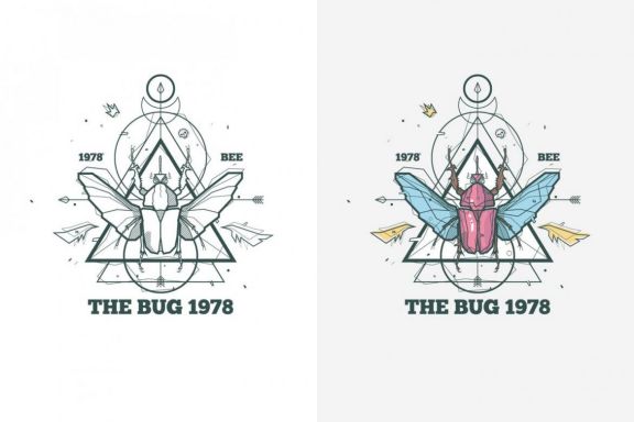 Insect bug illustration with sacred geometry