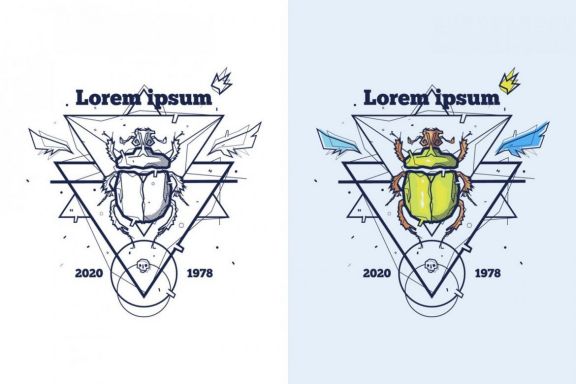 Insect bug illustration with sacred geometry