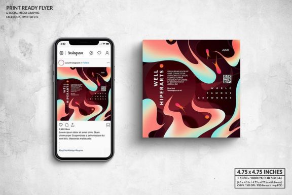 Art Event Square Flyer & Social Media Post Bundle