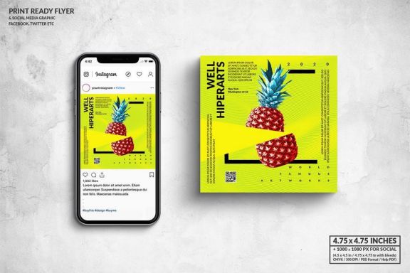 Art Event Square Flyer & Social Media Post Bundle