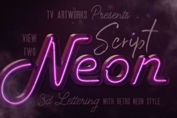 Script Neon 3D Lettering View 2