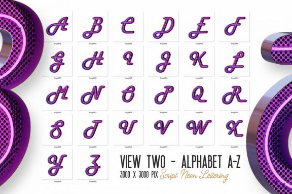 Script Neon 3D Lettering View 2