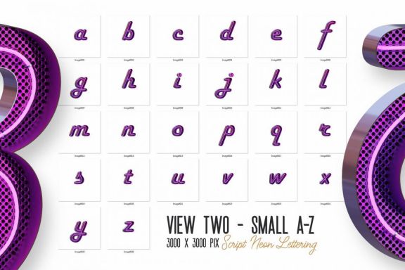 Script Neon 3D Lettering View 2