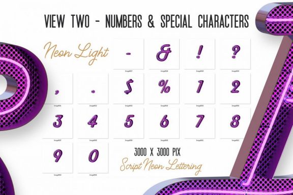 Script Neon 3D Lettering View 2