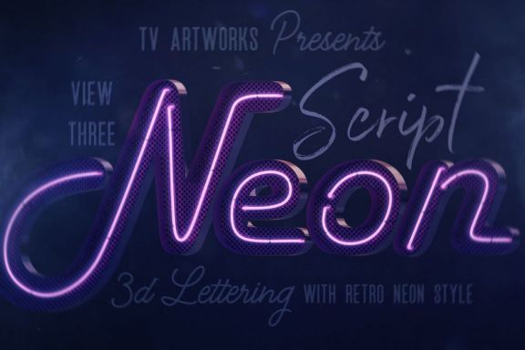 Script Neon 3D Lettering View 3