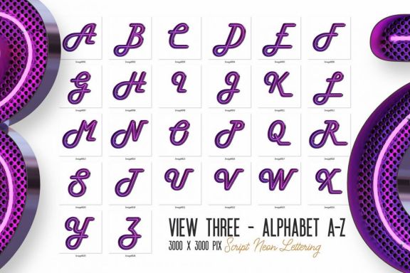 Script Neon 3D Lettering View 3