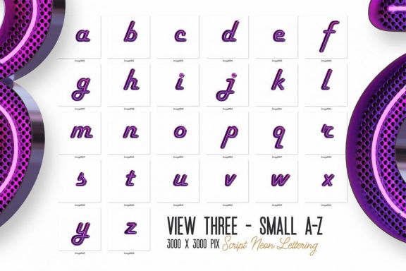 Script Neon 3D Lettering View 3