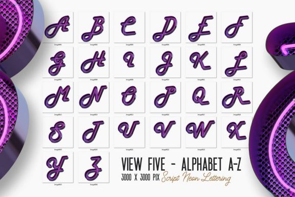 Script Neon 3D Lettering View 5