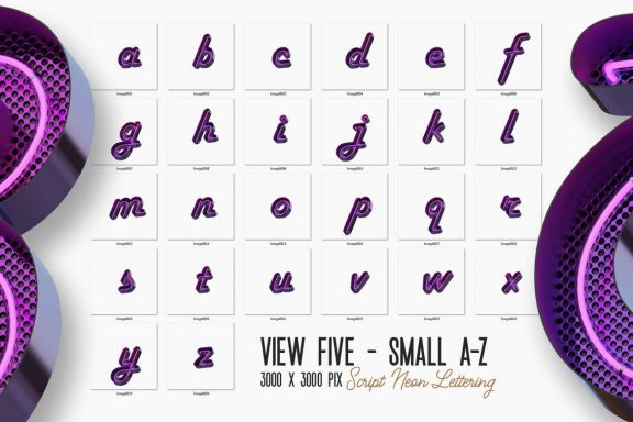 Script Neon 3D Lettering View 5
