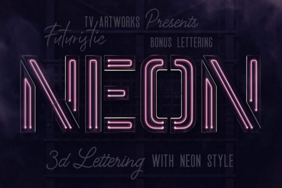 Futuristic Neon 3D Lettering Bonus