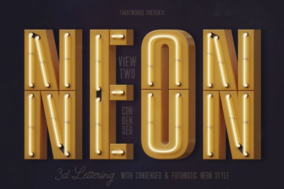 Condensed Neon 3D Lettering View 2