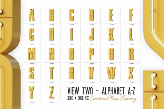 Condensed Neon 3D Lettering View 2