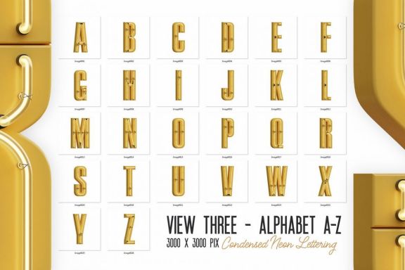 Condensed Neon 3D Lettering View 3