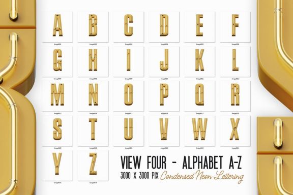 Condensed Neon 3D Lettering View 4