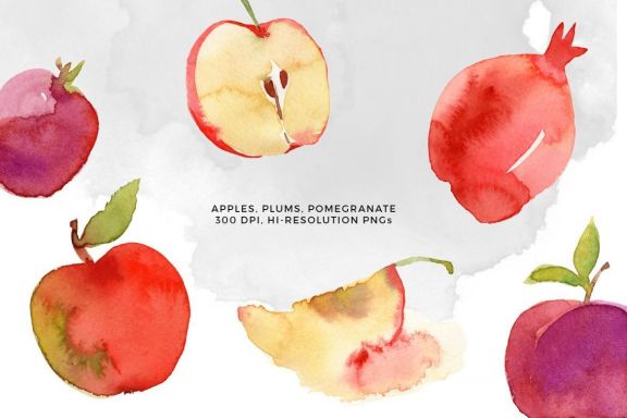Hand Drawn Watercolor Red Fruits