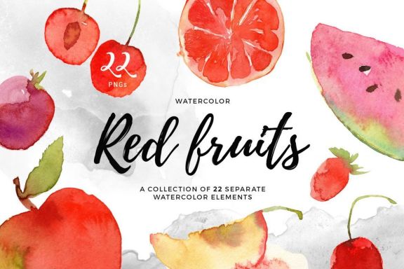 Hand Drawn Watercolor Red Fruits