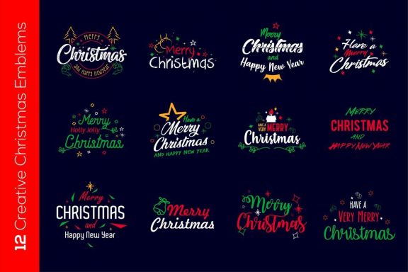 12 Christmas Emblems or Logos
