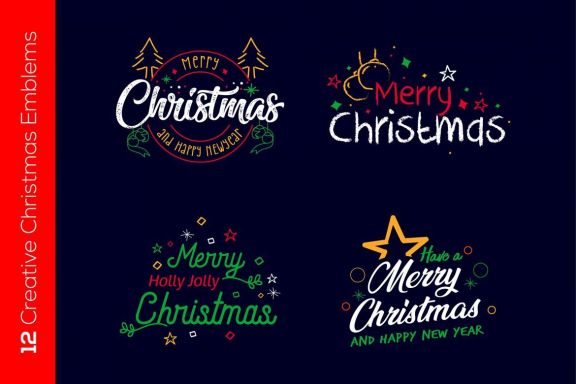 12 Christmas Emblems or Logos