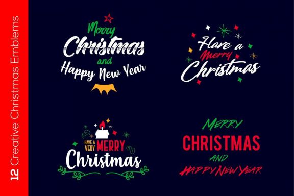 12 Christmas Emblems or Logos