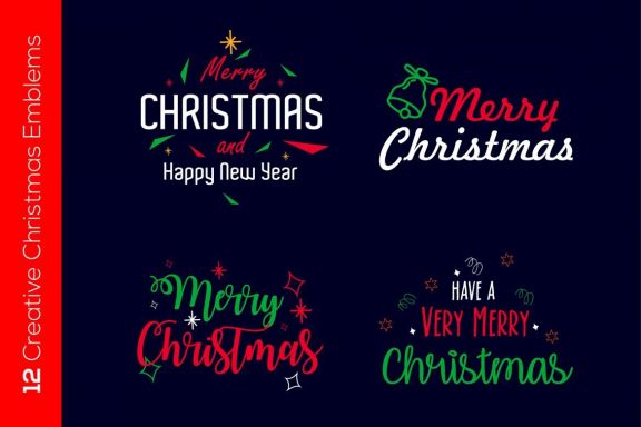 12 Christmas Emblems or Logos