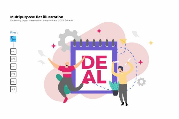 Multipurpose modern flat illustration design deal on demand
