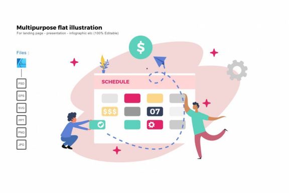 Multipurpose modern flat illustration design schedule company