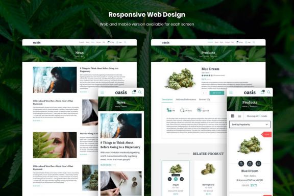 Oasis - Marijuana eCommerce Sketch Template