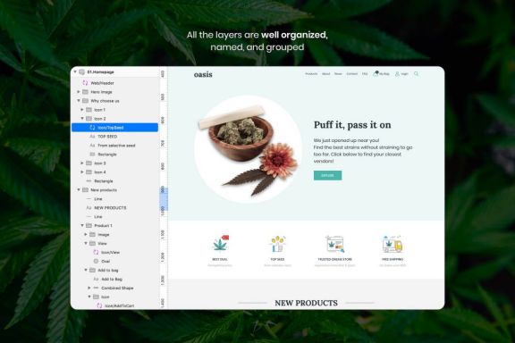 Oasis - Marijuana eCommerce Sketch Template