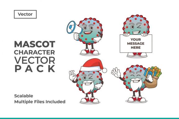 Coronavirus Mascot & Sticker Character Vector Pack 