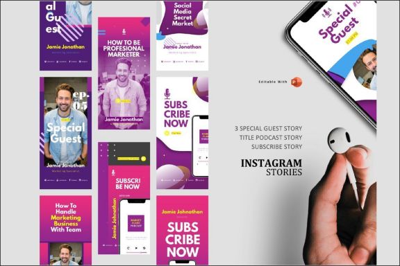 Podcast Instagram Stories & Post powerpoint template 2