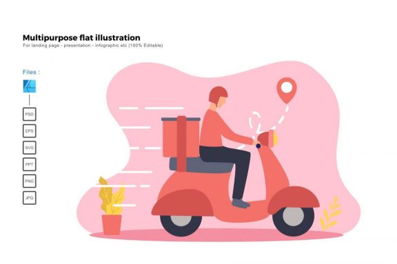 Multipurpose modern flat illustration design delivery