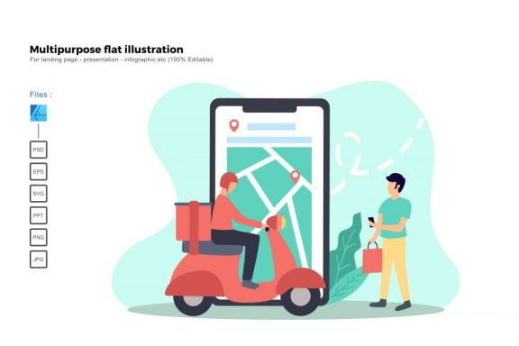 Multipurpose modern flat illustration design pickup