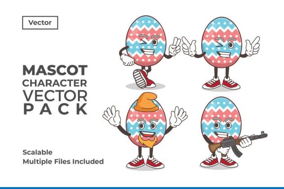 Easter Egg Mascot & Sticker Character Vector Pack 