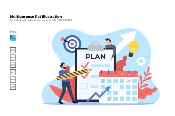 Multipurpose modern flat illustration design business plan
