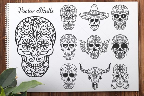 50 Vector Sugar Skulls