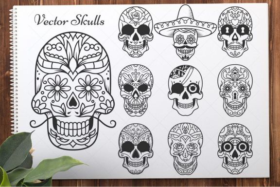50 Vector Sugar Skulls