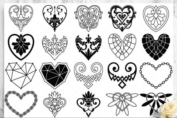 Heart Vector Ornaments and Patterns