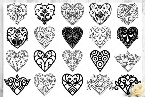 Heart Vector Ornaments and Patterns