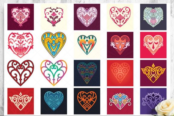 Heart Vector Ornaments and Patterns