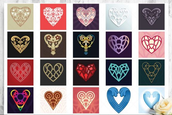 Heart Vector Ornaments and Patterns