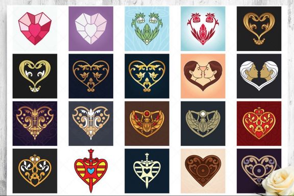 Heart Vector Ornaments and Patterns