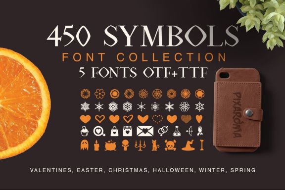 Symbols Font Collection - 450 Shapes
