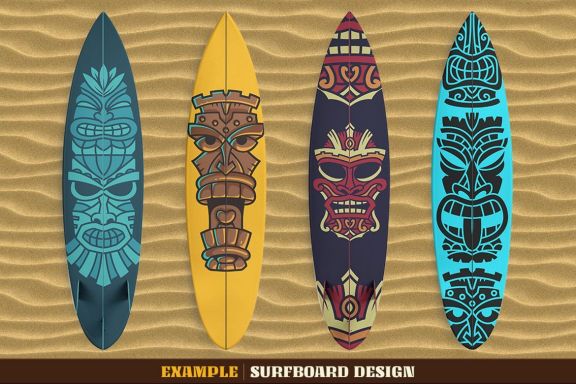 Tiki Head Illustrations Set