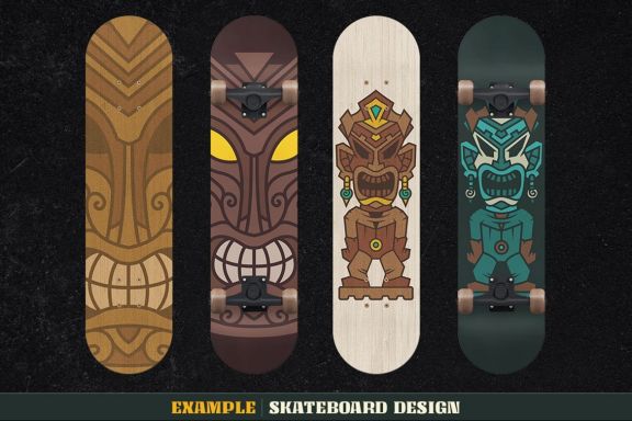 Tiki Head Illustrations Set