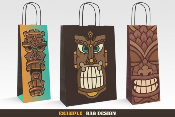 Tiki Head Illustrations Set